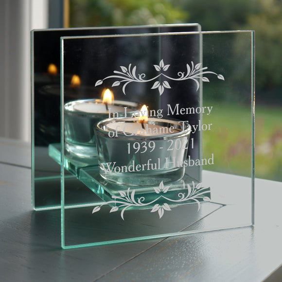 Personalised Mirrored Glass Tea Light Holder