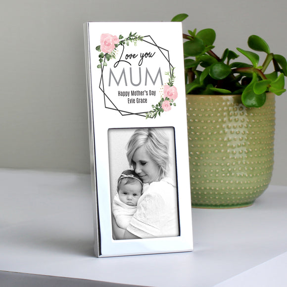 Personalised Photo Frame with Abstract Rose Design