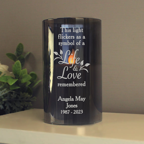 Life & Love Memorial Smoked Glass LED Candle