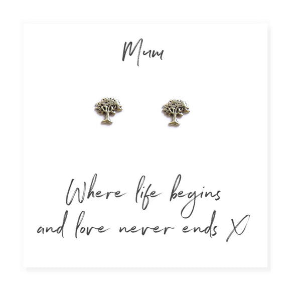 Tree of Life Earrings with Message for Mum