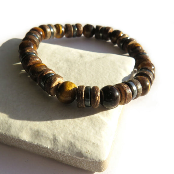 Mens tiger eye stretch bracelet