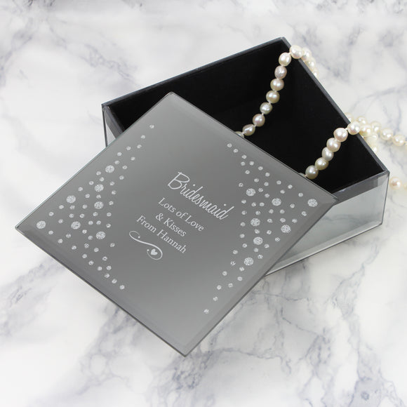 Personalised Diamante Glass Trinket Box